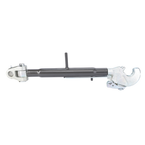 The Fendt - Control Arm - Top Link G716870050022 by AGCO is an essential tool for hitch and linkage components in Fendt models, featuring a metal lever hoist with a hook clasp on one end and a loop on the other, commonly used for lifting or lowering heavy loads.