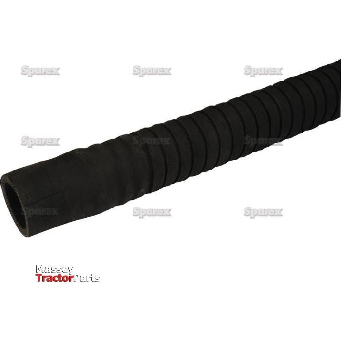 A 1m black Convoluted Radiator Hose - S.56026 against a white background showcases the words "Sparex" and "Massey Tractor Parts" as watermarks.
