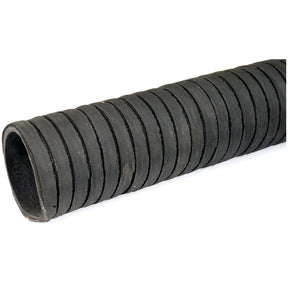 Close-up of the Convoluted Radiator Hose - S.56094 by Sparex, a black rubber hose with a 51mm hose ID and 1m length, shown horizontally, revealing both its internal and external corrugated structure.