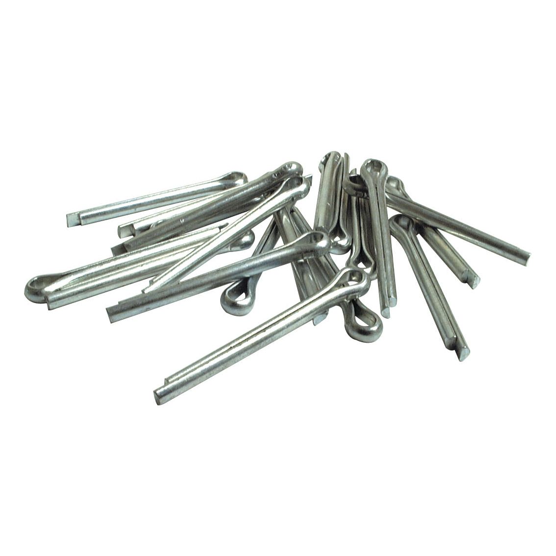 A pile of Sparex Cotter Pins, ⌀5 x 40mm - S.1502, scattered in a random arrangement, perfect for securing bolts and bolted joints.