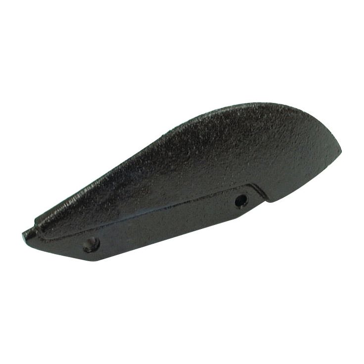 Introducing the Sparex Slab Share - LH (Dowdeswell) cutting blade, a curved, black metal component with a textured surface and two small holes for mounting fasteners. Compatible with Dowdeswell equipment (To fit as: 1115399) and available under Sparex Part No. S.78396.