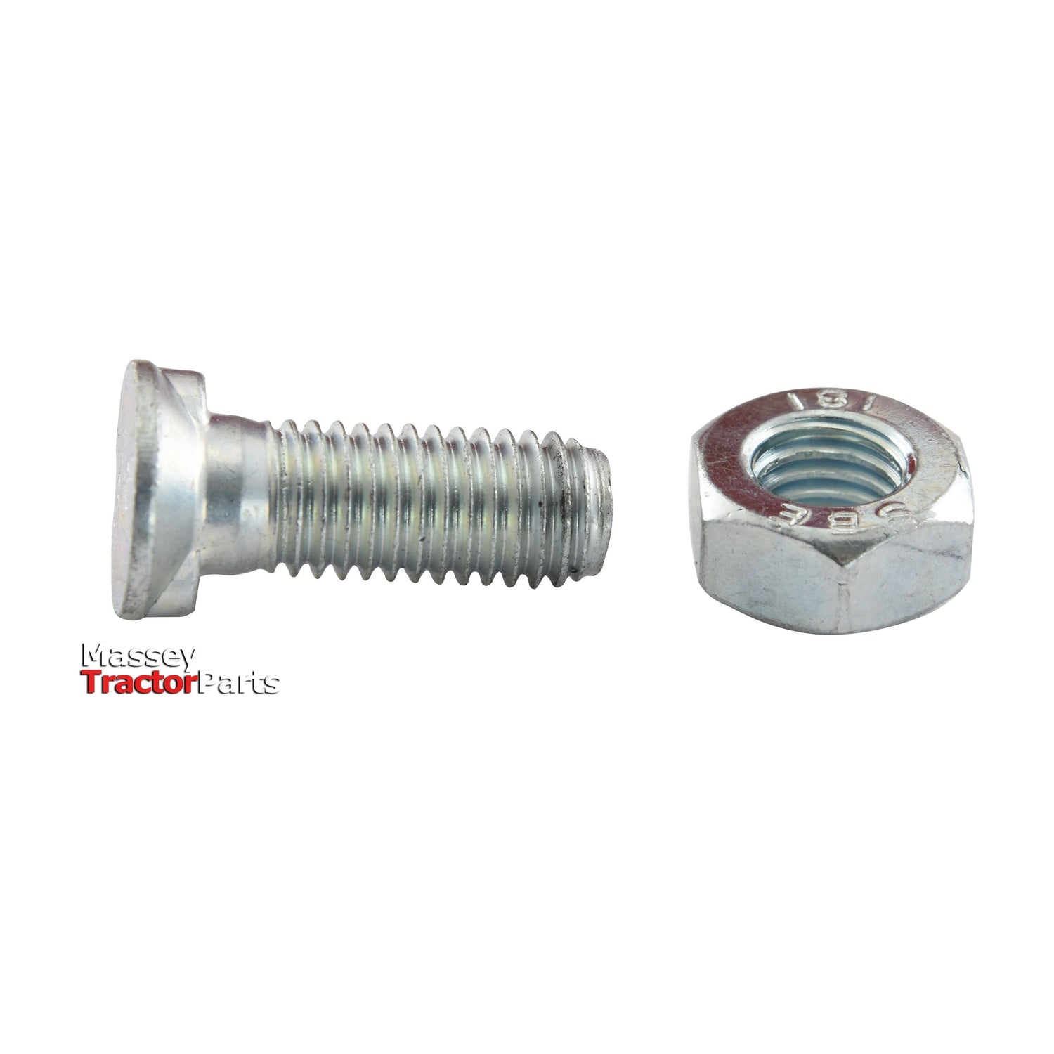 A bolt and nut set from Sparex, specifically the Countersunk Head Bolt 2 Nibs With Nut (TF2E) - M10 x 35mm with a tensile strength of 8.8, includes a horizontally positioned Countersunk Head Bolt alongside an upright-standing nut.
