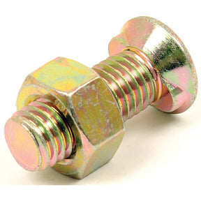Close-up of a Sparex Countersunk Head Bolt 2 Nibs With Nut (TF2E) - S.76065, featuring a slightly iridescent finish and high tensile strength.