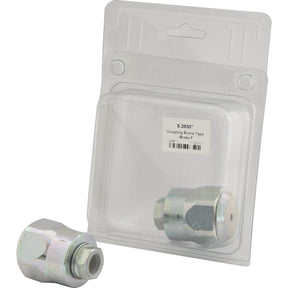 A coupling screw type labeled "Sparex Hydraulic Screw Coupling Female M18 x 1.50 Metric Female (Agripak 1 pc.)," with product code S.28307, is presented in a clear plastic package, with one Metric Female Coupling placed outside beside the package.