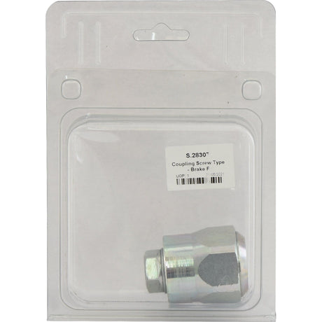 A Sparex Hydraulic Screw Coupling Female M18 x 1.50 Metric Female (Agripak 1 pc.) in clear plastic packaging with a label reading "Sparex Part No. S.28307" and "Coupling Screw Type Brake Fitting." Constructed from durable carbon steel coupler material, it ensures high performance and reliability.
