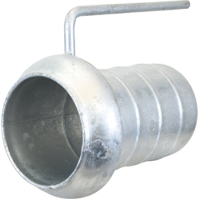 A Sparex Coupling with Hose End and Handle - Male 6'' (159mm) x6'' (150mm) (Galvanised) - S.103183, featuring a threaded section on one end and a curved protruding handle on the other.