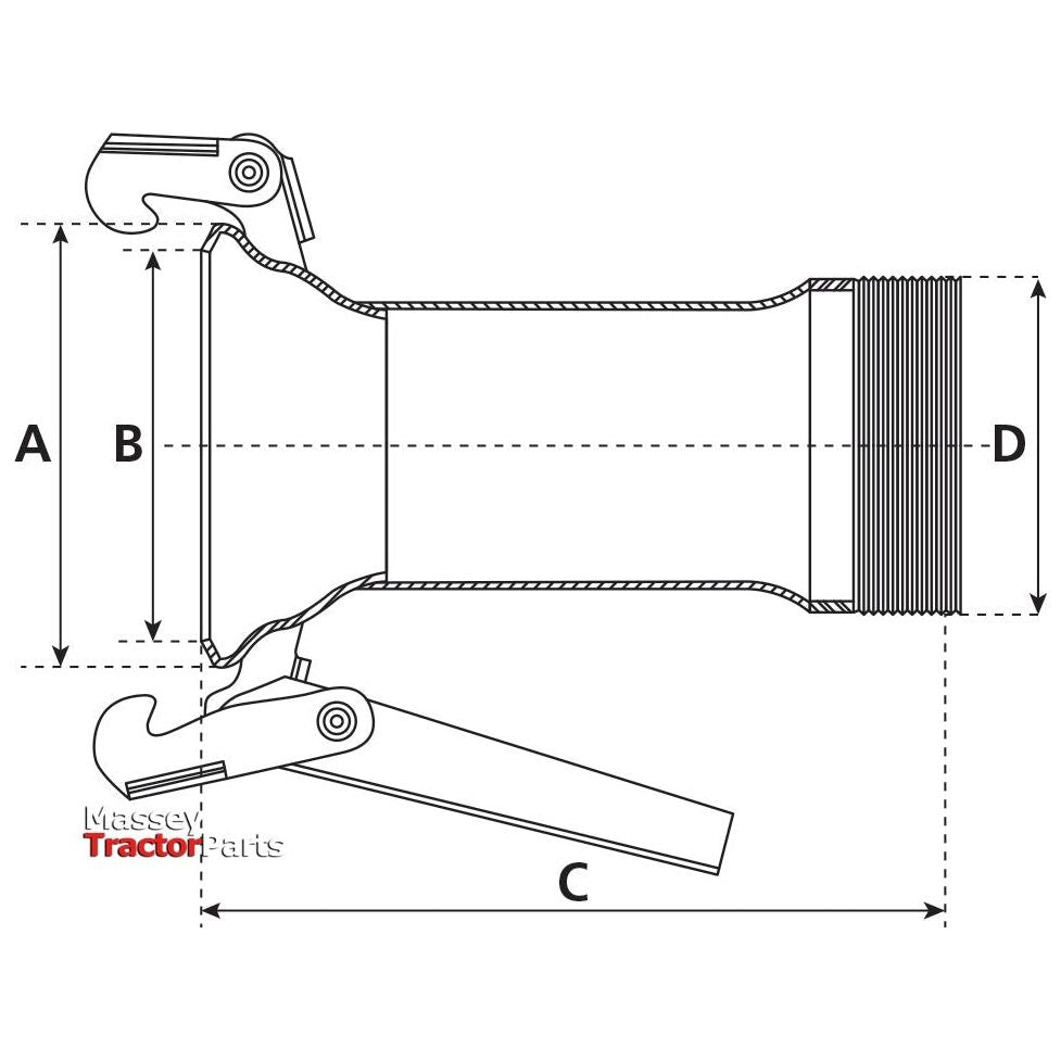 Coupling with Threaded End - Female 4'' (100mm) x 4''  (Galvanised) - S.115067 - Farming Parts