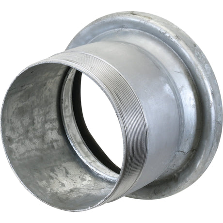 The Sparex Coupling with Threaded End - Female 6'' (159mm) x 6'' (Galvanised) - S.59434 is a metal pipe coupling designed for joining two pipes, featuring a threaded interior and beveled edge, often finished with a galvanized coating for enhanced durability.
