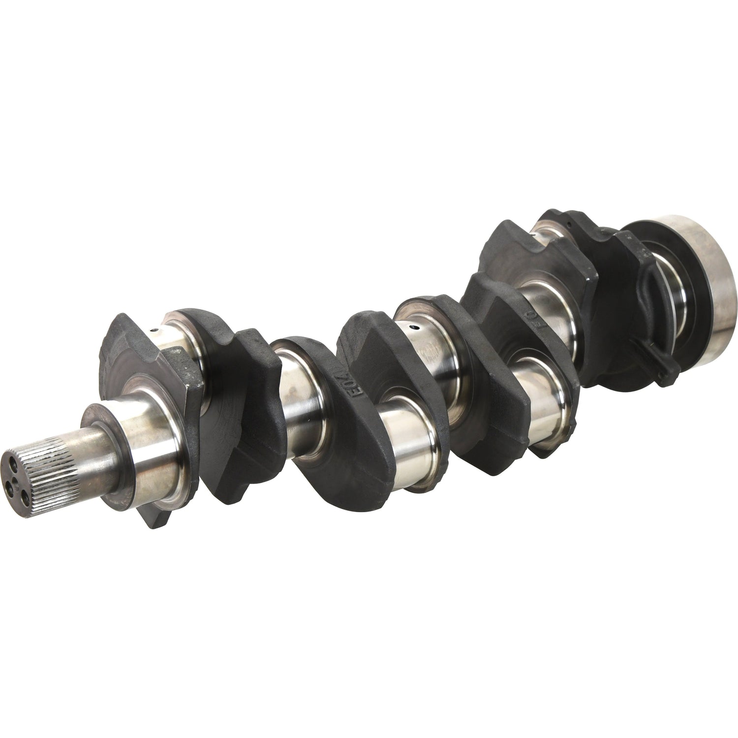 A metal crankshaft with multiple bearings and counterweights, such as the Sparex Crankshaft (4 Cyl.) 1104C / 1104D | Part No. S.118826, designed for internal combustion engines in Perkins Engine systems or Massey Ferguson machinery.