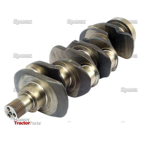 Image of a metal Crankshaft (4 Cyl.) Perkins 4.236/1004T - S.30027 by Sparex, suitable for internal combustion engines, displayed on a white background. The part shows multiple crank throws and journals along its length. For manufacture information, consult the product details.