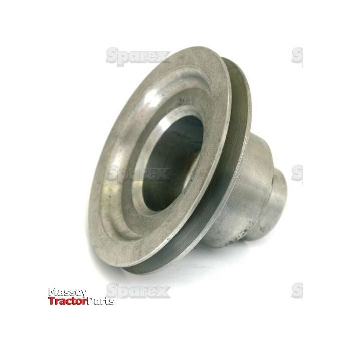 A metallic crankshaft pulley with a flanged edge, labeled Massey Tractor Parts and Sparex (Part No. S.41879), ideal for Perkins and Massey Ferguson models.