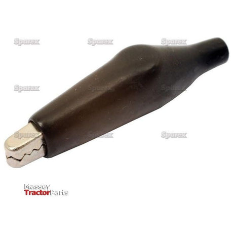 A Sparex Crocodile Clip - 3.0 Amps Black (Part No. S.24753) functions as a black rubber ignition key cover for Massey Ferguson tractors, featuring a metallic end and a 3.0 Amps crocodile clip.