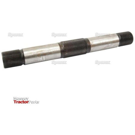 Image of a metal tractor part with splined ends, labeled "Sparex Cross Shaft - Hydraulic Lift | Sparex Part No.S.66204.