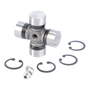 The AGCO Massey Ferguson - Crosspiece - 3429727M1 is a metal universal joint with four arms, inclusive of four retaining rings and a grease fitting, making it ideal for use in Massey Ferguson 200 Series tractors.