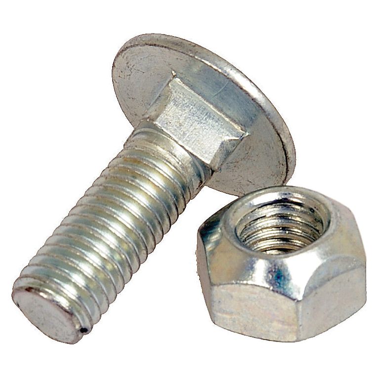 The Sparex Cup Head Bolt & Nut 10mm x 35mm Grade 8.8 (Sparex Part No.S.106418) lies next to its matching hexagonal nut.