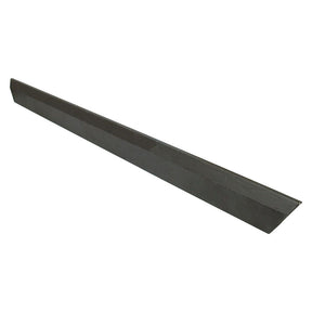 A black, elongated metal bar with a flat surface and a right-angle bend along its length, commonly used in Sparex equipment as a Cutter Bar is available as the Cutter Bar replacement for Russel Farmrite under Sparex Part No.S.78188.