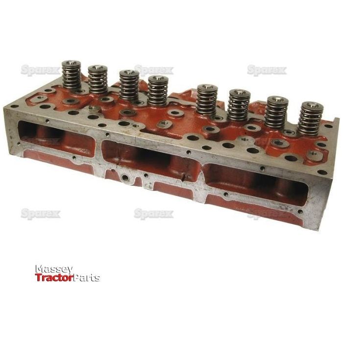 A metallic Cylinder Head Assembly Bearing +0.010'' (0.25mm) Set by Sparex, featuring multiple springs and valves, marked with "Massey Tractor Parts," compatible with Perkins Build List and Engine Model AD4.203 (S.40305).