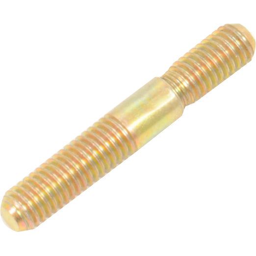 The Cylinder Head Stud by Sparex (Part No. S.62544) is a double-ended threaded metal stud with a smooth central section, featuring a light gold color. This versatile component comes in an M8x1.25 thread size and is compatible with Case IH JX1075V and Allis Chalmers 5040 models.