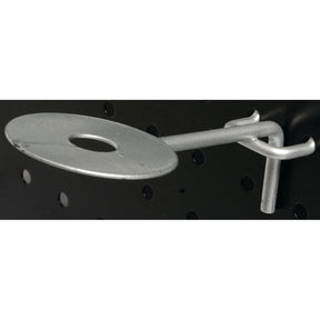 Sparex metal tool holder attached to a perforated board, ideal for organizing your tools on a Sparex DISPLAY PLATE-ROUND 50MM OD (Part No. S.53581).