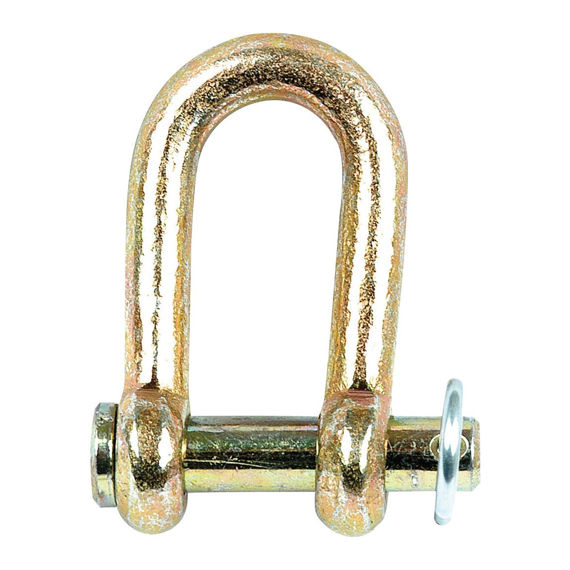 The Sparex D Shackle, Pin Ø8mm, Jaw Width: 13mm - S.1415 is a metallic U-shaped shackle with a pin securing its ends, suitable for various heavy-duty applications.