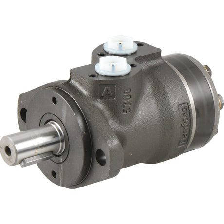 The Danfoss Hydraulic Orbital Motor OMP250 250cc/rev with a 25mm straight/parallel shaft - S.137157, from Sparex, features two capped ports on top and is suitable for various manufacturing applications.