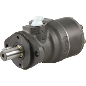 Close-up of a Danfoss Hydraulic Orbital Motor OMR125 125.7cc/rev with a 25mm straight/parallel metal shaft, featuring mounting holes and various connection ports. The motor body is labeled "7101" and "01." Suitable for heavy machinery, this product, under the brand name Sparex and product code S.137173, has detailed specifications in the attached manufacture information.
