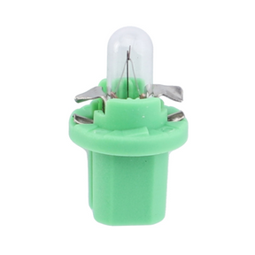 Close-up of the AGCO Massey Ferguson Dash Bulb (Product Code: 3478405M1), featuring a small green and silver LED with a plastic base and metal connectors, perfect for the dashboard of your Massey Ferguson 300 Series tractor.