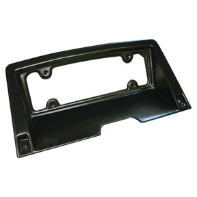 The Dash Panel (Sparex Part No. S.67269) by Sparex is a black plastic car license plate holder featuring a rectangular cutout in the center and mounting holes at the corners, ideal for integration onto Universal Tractors.