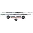 The Decal Set - Massey Ferguson 168 (Sparex Part No. S.41182) by Sparex includes two long silver strips, two black 168 emblems, two Multi-Power labels, and a triangular MF logo.