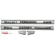 Two metal nameplates with the bold black text "MASSEY FERGUSON 285" are paired with a decal set known as Sparex Part No.S.42380. Below the nameplates are two smaller rectangular pieces. The words "Massey Tractor Parts" appear in the lower-left corner, indicating they may be Sparex replacements.