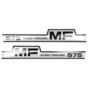 The Decal Set - Massey Ferguson 575 (Sparex Part No. S.41195) by Sparex features large 'MF' text and the number '575' in bold black font on a white background.