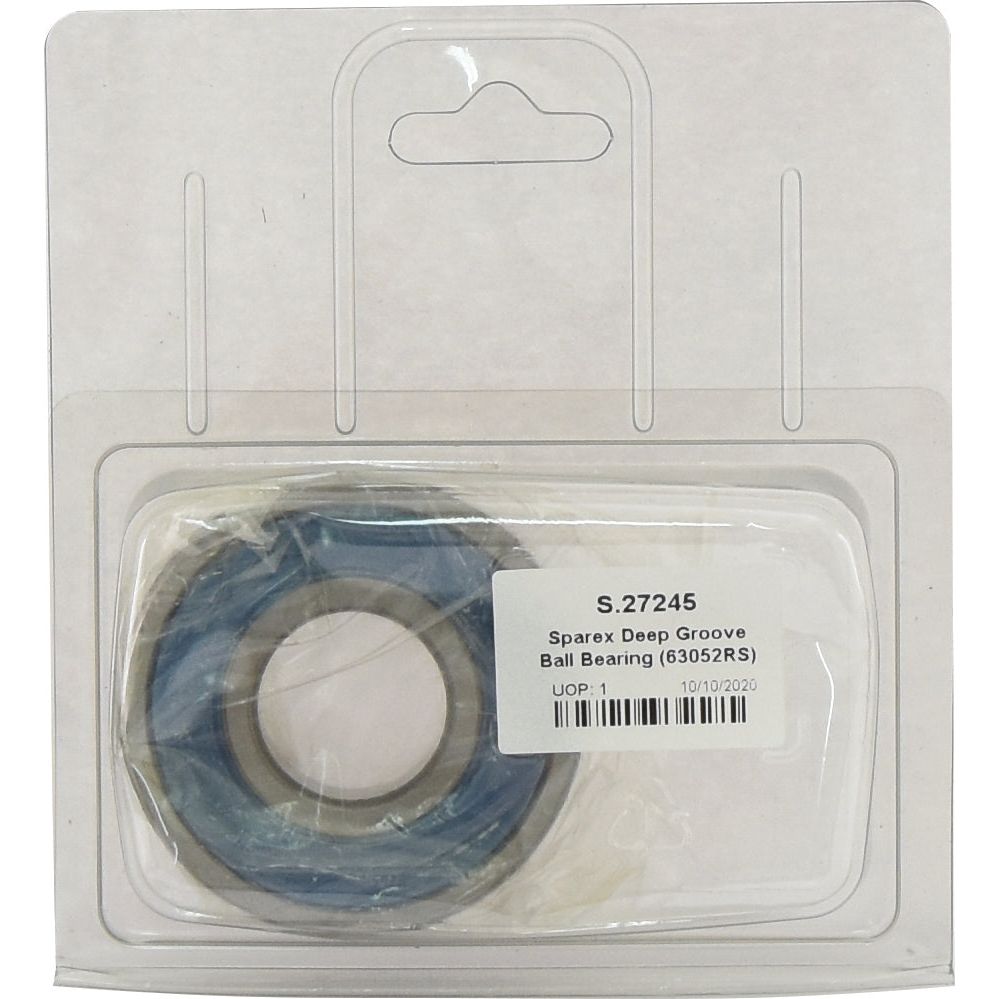 The Sparex Deep Groove Ball Bearing (63052RS) - S.27245 comes in packaging with a transparent front and the part number clearly labeled as S.27245. This high-quality, 2RS sealed bearing from Sparex ensures durability and precision, making it an ideal choice for various applications.
