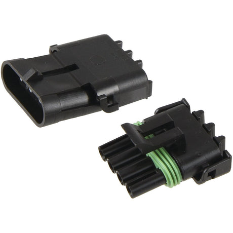 A two-piece black and green Delphi Weather 4 Pole Refill connector from Sparex, featuring multiple male and female pins.