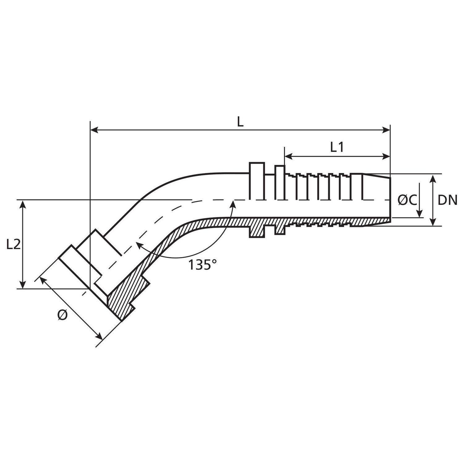 Dicsa Dicsa  5/8" x 41.3mm 135° Swept Flange (6000psi) - S.116957 - Farming Parts