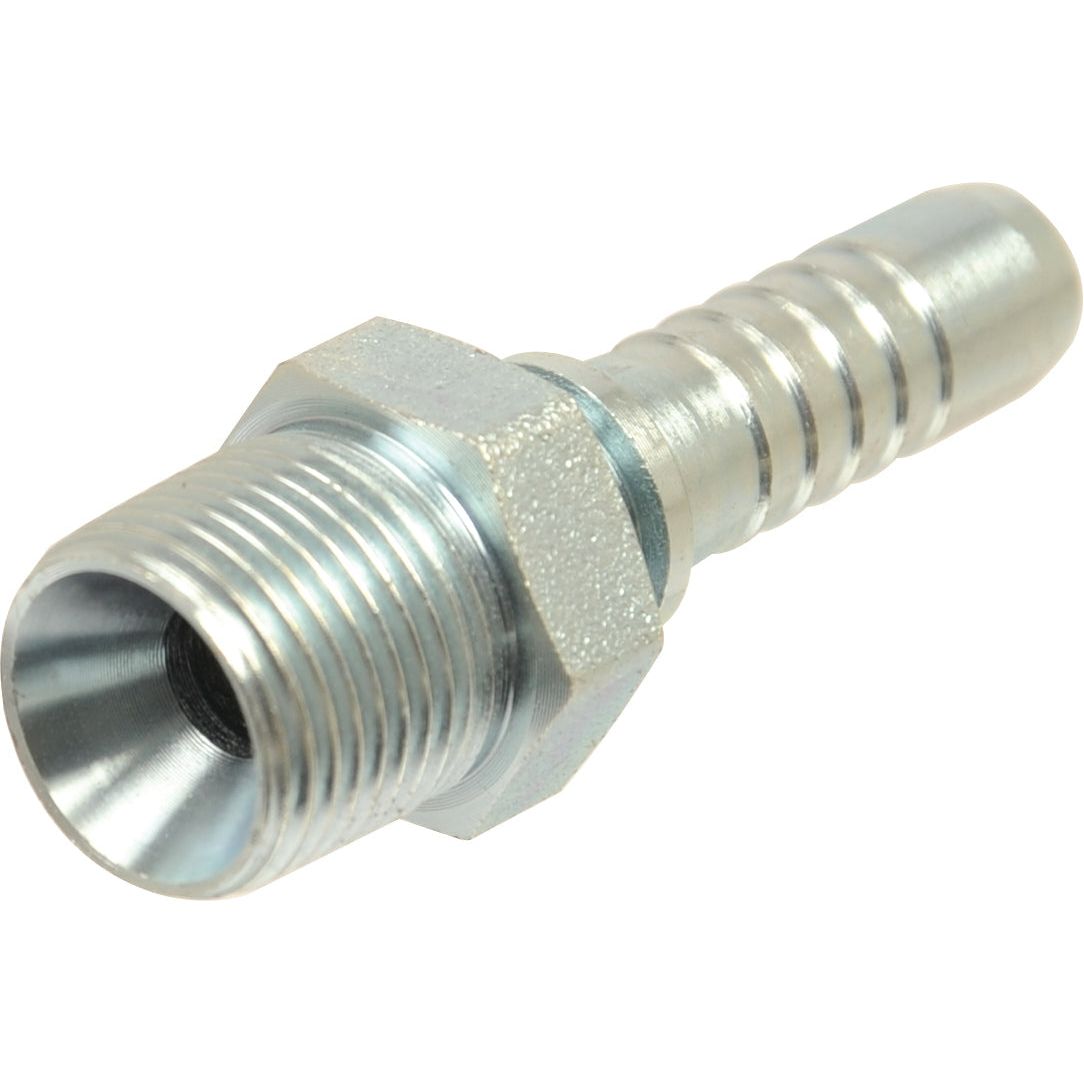 A Dicsa BSPT Hose Insert 3/4'' x 1'' Male Thread Straight (Sparex Part No.S.116680) from the Sparex brand with a male thread straight end and a ribbed cylindrical section.