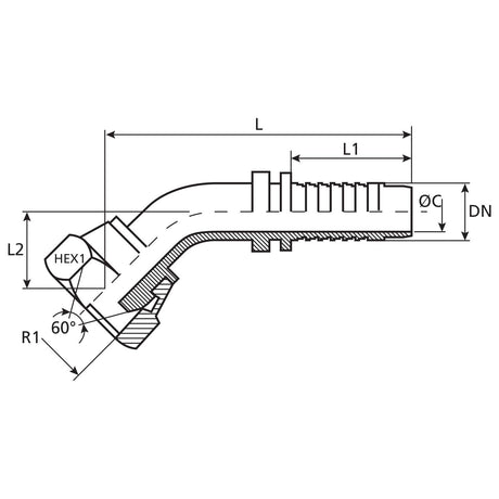 Dicsa BSP 60&deg; Hose Insert 5/16'' x 3/8'' Female Thread 135&deg; Swept Swivel
 - S.116662 - Farming Parts