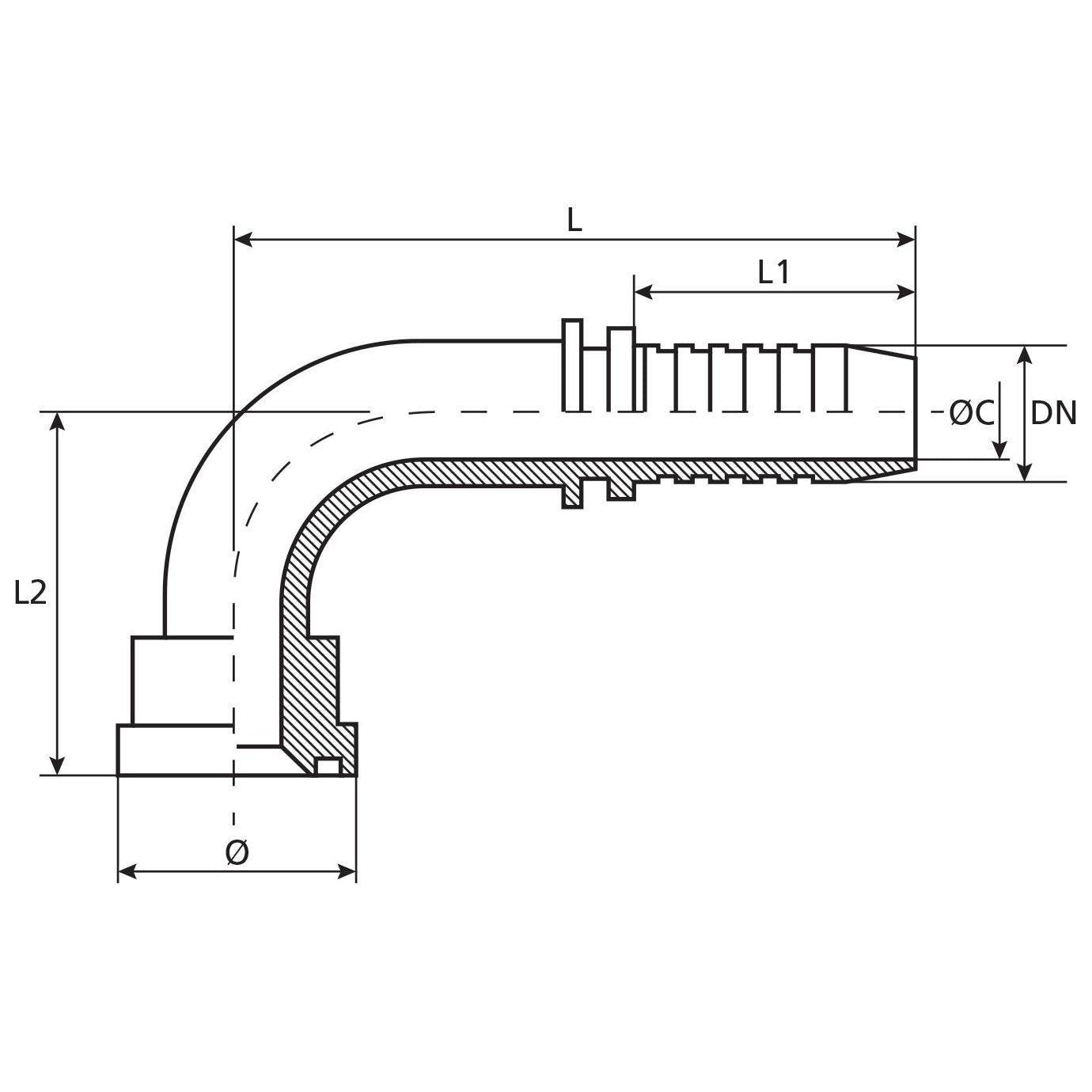 Dicsa Dicsa Flange 3/4" x 47.6mm 90° Swept Flange (6000psi) - S.116966 - Farming Parts