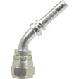 The Sparex Dicsa JIC 37° Hose Insert 1/4'' x 7/16'' Female Thread 135° Swept Swivel (Sparex Part No. S.116727) is a robust metallic fitting featuring a threaded female end and barbed connection, perfectly suited for integration with Dicsa JIC Hose systems.