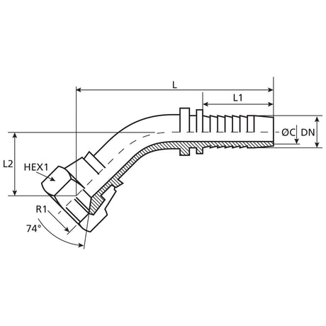 Dicsa Dicsa JIC 37° Hose Insert 1" x 1 5/16" Female Thread 135° Swept Swivel - S.116731 - Farming Parts