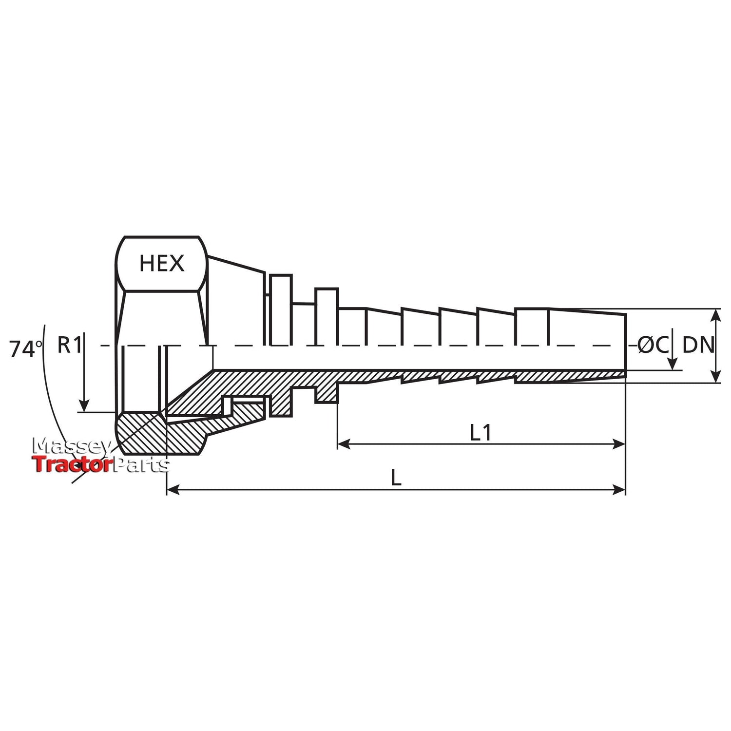 Dicsa Dicsa JIC 37° Hose Insert 1" x 1 5/16" Female Thread Straight Swivel - S.53110 - Farming Parts