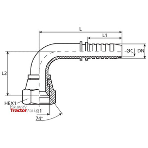 Dicsa Dicsa JIC 37° Hose Insert 3/4" x 1 5/16" Female Thread 90° Swept Swivel - S.26559 - Farming Parts