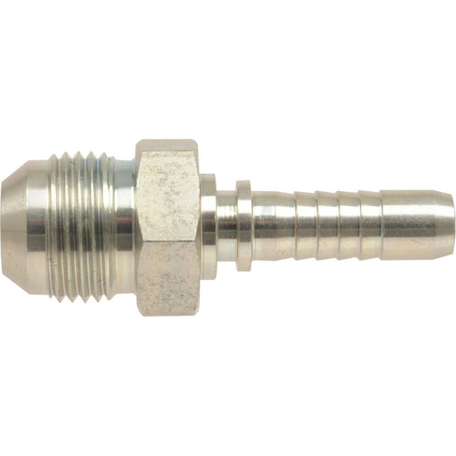 The Sparex Dicsa JIC 37° Hose Insert, Part No. S.53118, features a straight 3/8'' hose barb with a 9/16'' male thread and ribbed barbed end, ideal for connecting flexible tubing to threaded plumbing or fluid system components.