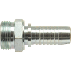A metal hose barb fitting, such as the Sparex Dicsa Metric 24° Hose Insert 1/2'' x M22 x 1.5 (15L) Male Thread Straight (Sparex Part No.S.53305), features a threaded male end and a ribbed hose tail.