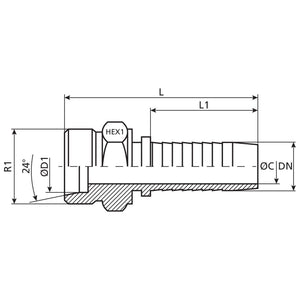 Dicsa Dicsa Metric 24° Hose Insert 3/8" x M18 x 1.5 (12L) Male Thread Straight - S.53304 - Farming Parts