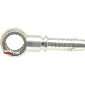 The Dicsa Metric Banjo Hose Insert 1/4'' x M12 Ø, branded by Sparex as part number S.116850, features a metal banjo fitting with a barbed end for hose attachment and the Massey Tractor Parts logo.