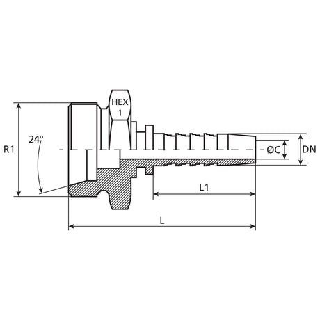 Dicsa Dicsa Metric (French Gas) 24° Hose Insert 1/2" x M24 x 1.5 Male Thread Straight - S.116914 - Farming Parts