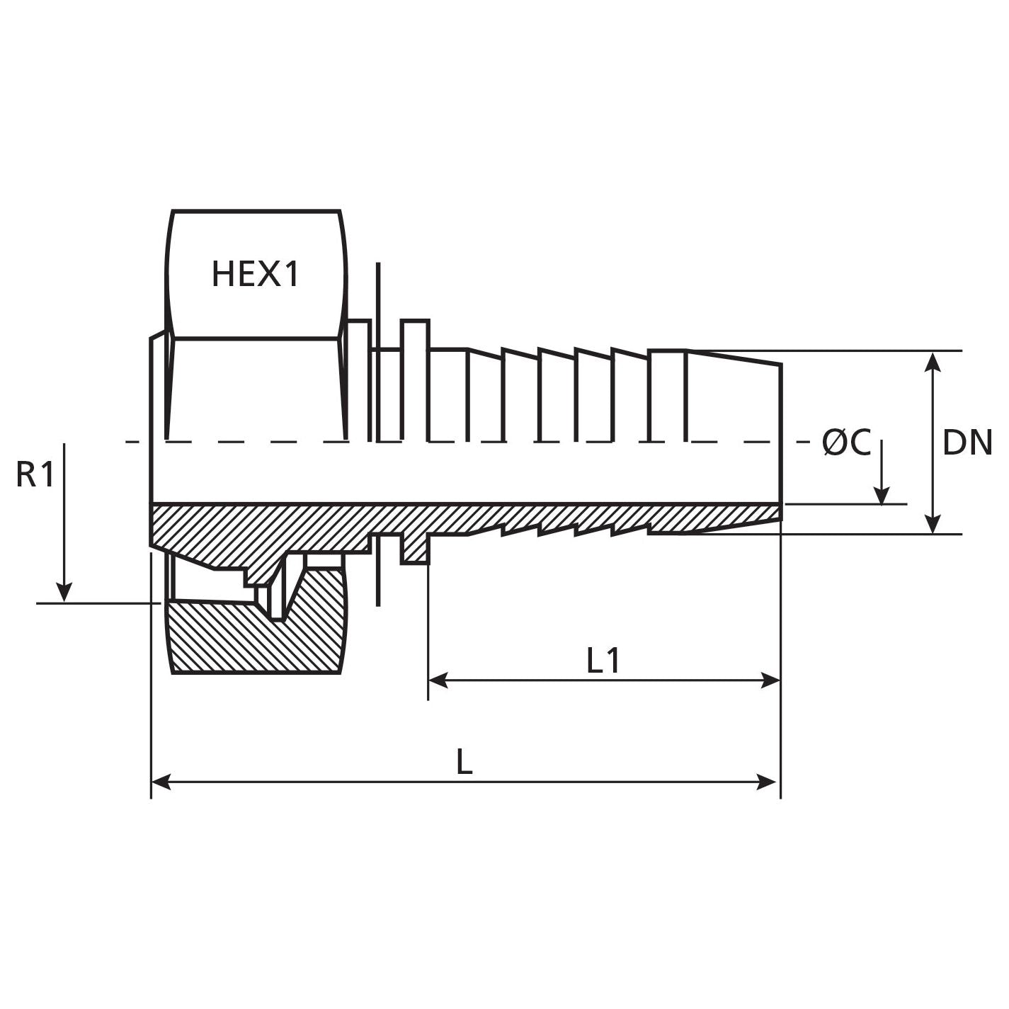 Dicsa Dicsa Metric (French Gas) 24° Hose Insert 5/8" x M30 x 1.5 Female Thread Straight Swivel - S.116901 - Farming Parts