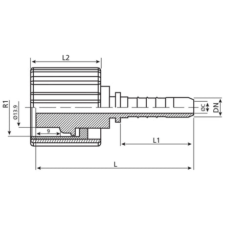 Dicsa Dicsa Metric (Karcher) Hose Insert 1/4" x M22 x 1.5 Female Thread Straight Swivel Cone Overlay - S.56414 - Farming Parts