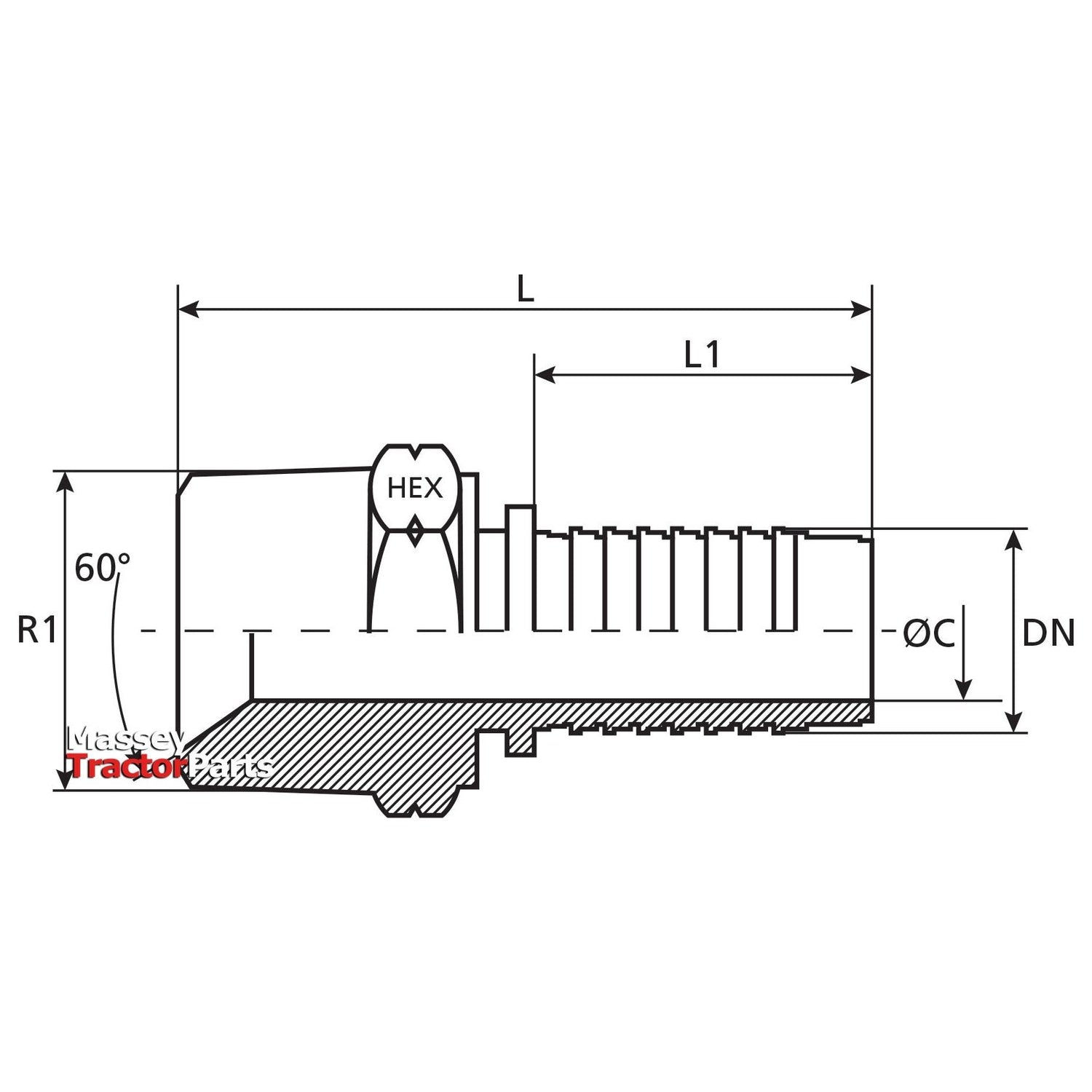 Dicsa Dicsa NPT Hose Insert 5/8" x 1/2" Male Thread Straight - S.116694 - Farming Parts