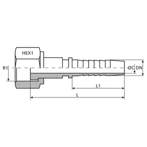 Dicsa Dicsa ORFS Hose Insert 1/2" x 13/16" Female Thread Straight Swivel - S.26585 - Farming Parts